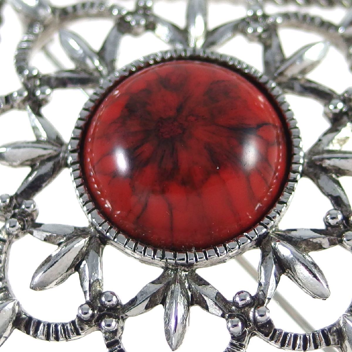 A4280*[SARAH COVENTRY] * Vintage pendant * brooch also * red & black. marble kaboshon*