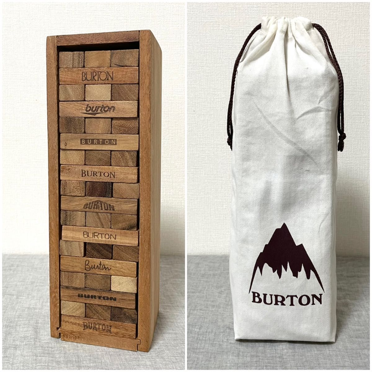 レア】BURTON バートン 非売品 ジェンガ 木製 ロゴ入り 収納袋 レア】BURTON バートン 非売品 ジェンガ 木製 ロゴ入り 収納袋