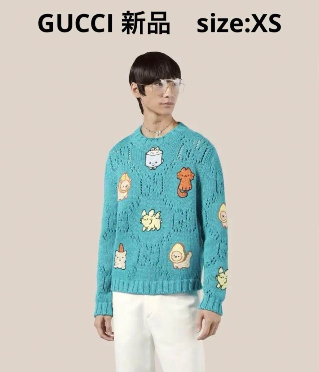新品未使用】GUCCI KAWAII限定 アニマル刺繍セーター 男女兼用 新品未使用】GUCCI KAWAII限定 アニマル刺繍セーター 男女兼用