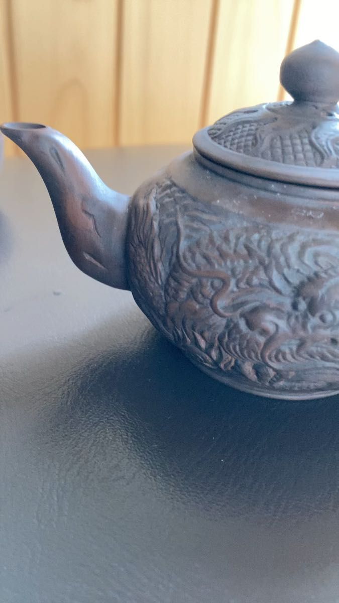 中国茶器 陶器 急須 龍の彫刻 煎茶道具 茶道具