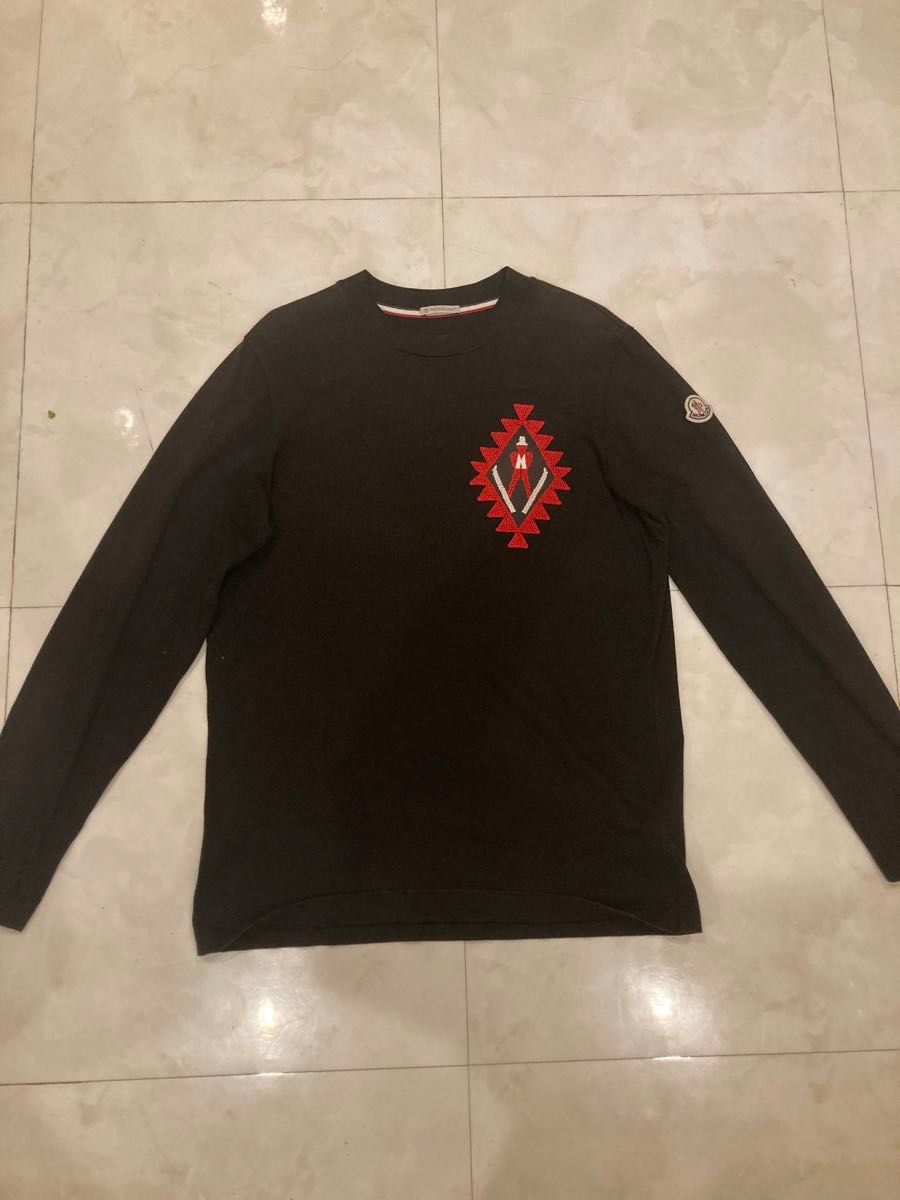 【関税負担無】MONCLER フロントロゴ ロングTシャツ 激安美品】サイズXS】モンクレール ロングTシャツ ロンT MONCLER