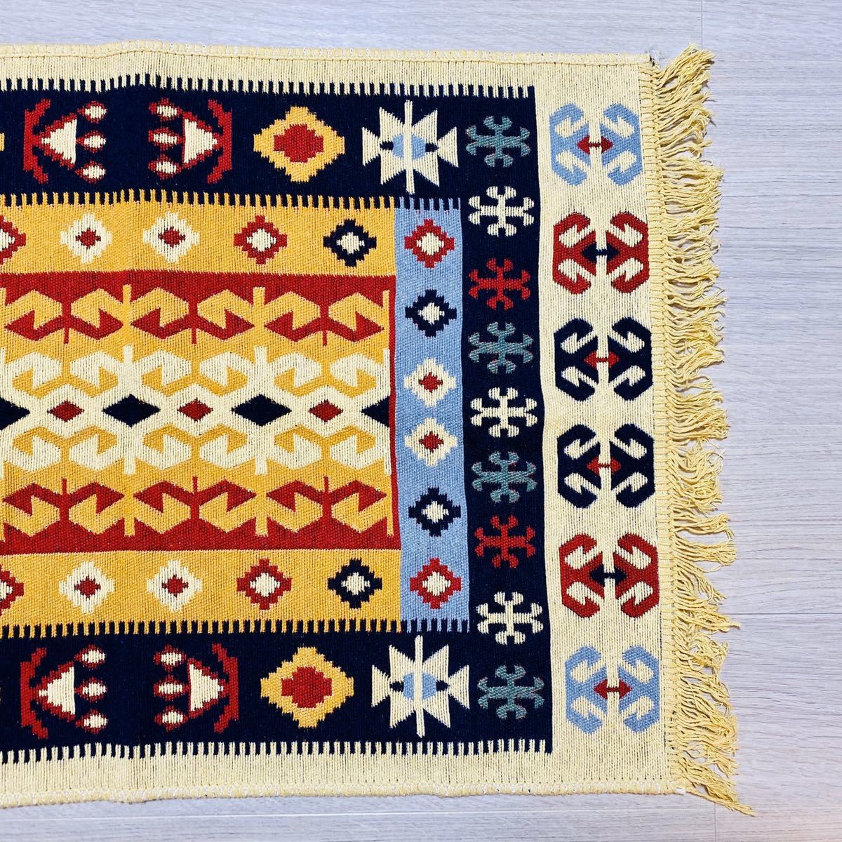 トルコ産 リバーシブル絨毯C トルコ絨毯 60×90cm カーペット キリム