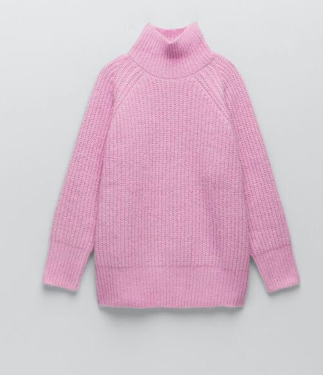 ZARA ハイネックニットセーター S ピンク ニット オーバーサイズ ZARA ハイネックニットセーター S ピンク ニット オーバーサイズ
