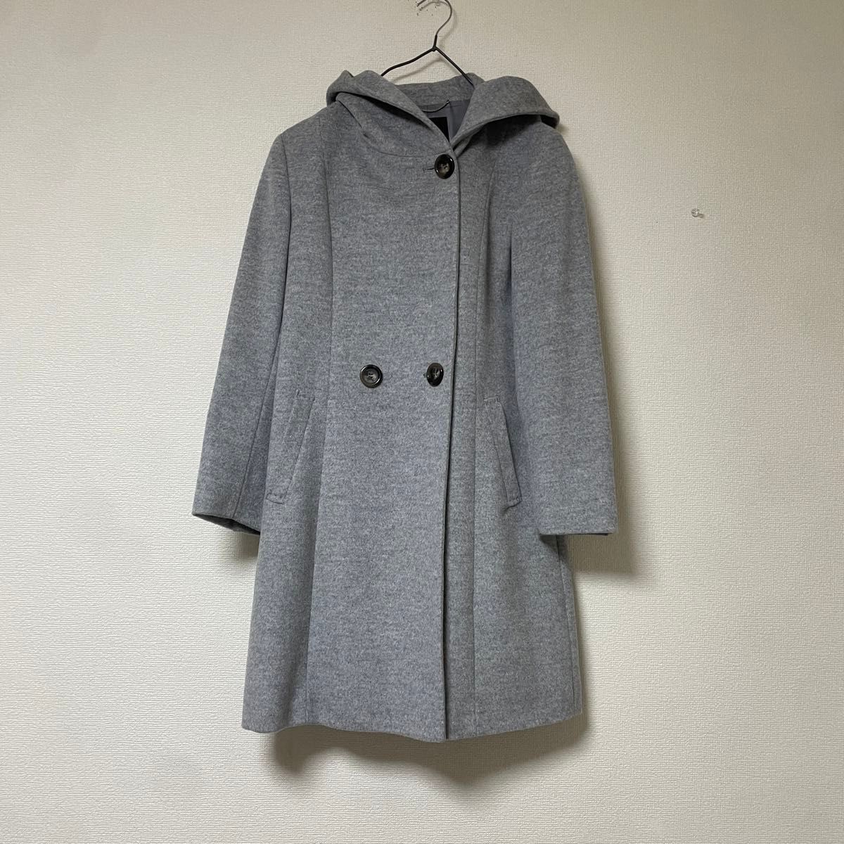 美品 23区 ウールアンゴラ フーデッドコート グレー コート 冬 美品 23区 ウールアンゴラ フーデッドコート グレー コート 冬