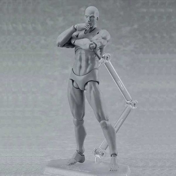 デッサン 人形 男 女 関節人形 可動式 リアル フィギュア ドール 完成 モデル アート用品 グレー（男） A006_画像1