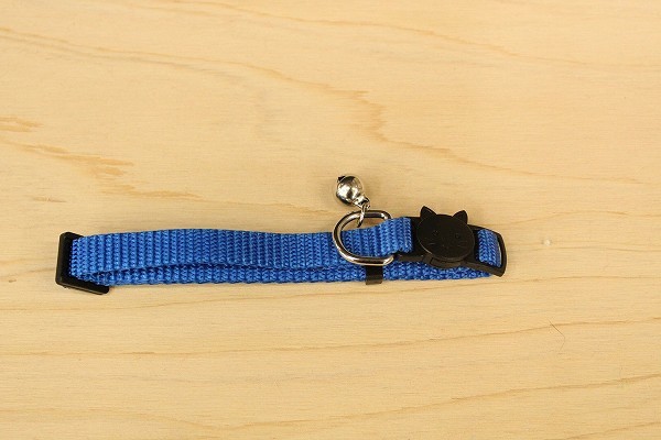 [bsm-a2] safety design pet necklace safety buckle bell length adjustment possibility cat dog necklace nylon ( blue )