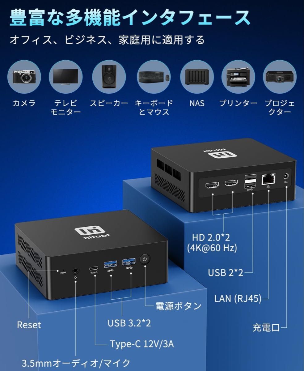 Hitabt ミニPC M30A 最新第12世代インテルAlder Lake N100 mini Hitabt ミニPC M30A 最新第12世代インテルAlder Lake N100 mini