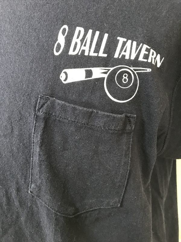 お勧め・【8 BALL TAVERN】United Athle HEAVY WEIGHT 胸ポケット Tシャツ L 紺　ヴィンテージ　ハスラー_画像5