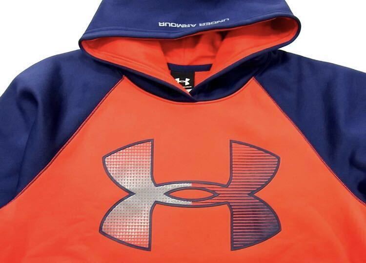  recommendation *UNDER ARMOUR Under Armor Parker red + navy blue with a hood . training big Logo beautiful goods 