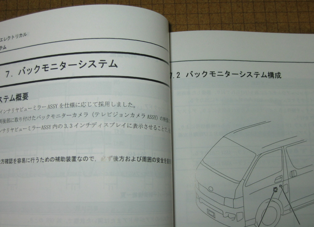 ハイエース解説書・整備書 ★バックモニター解説など ★トヨタ純正 200系ハイエース解説書 2012年4月 MC版 ★トヨタ純正 新品 “絶版”_画像1