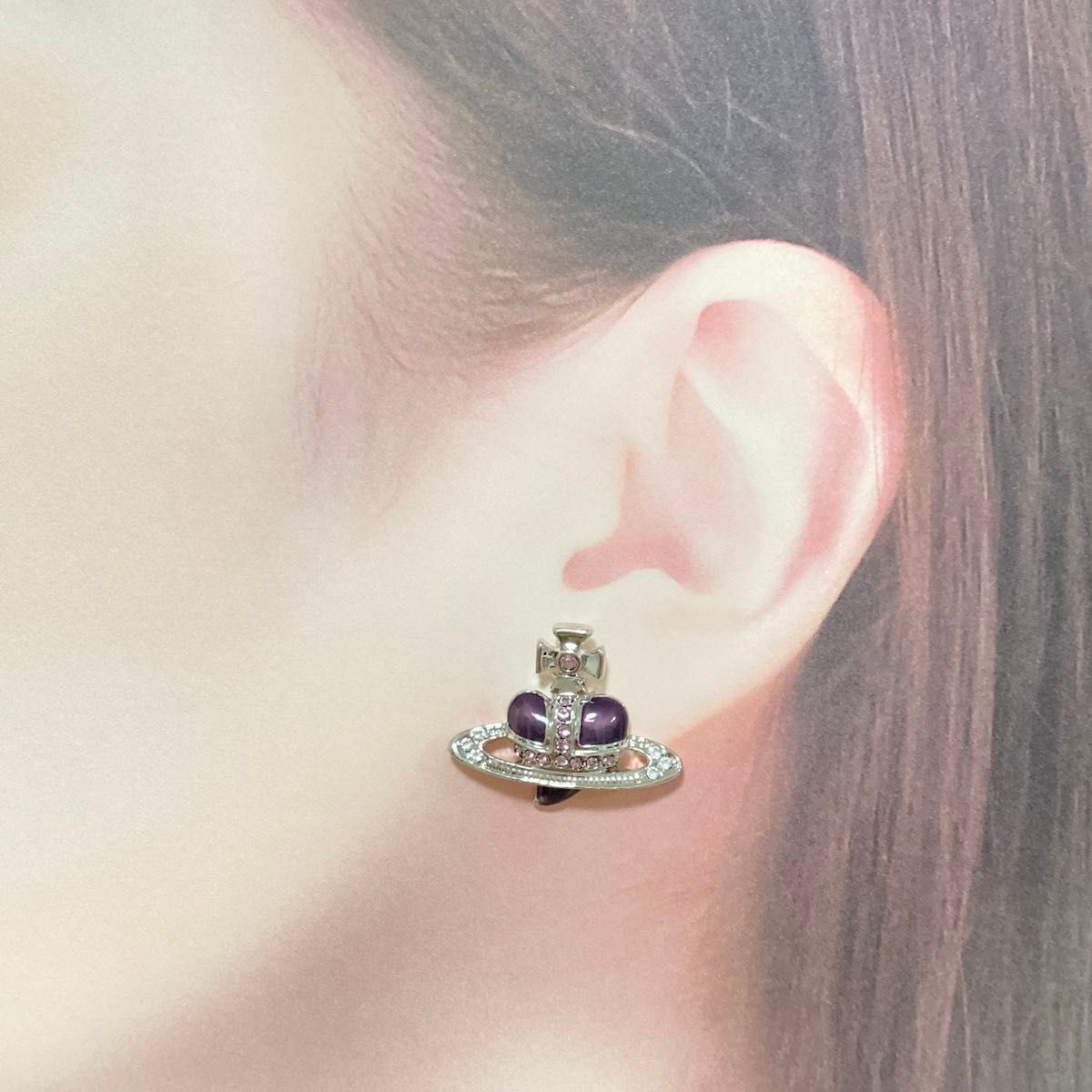 【50%OFF】 ヴィヴィアン ディアマンテピアス 紫 アクセサリー