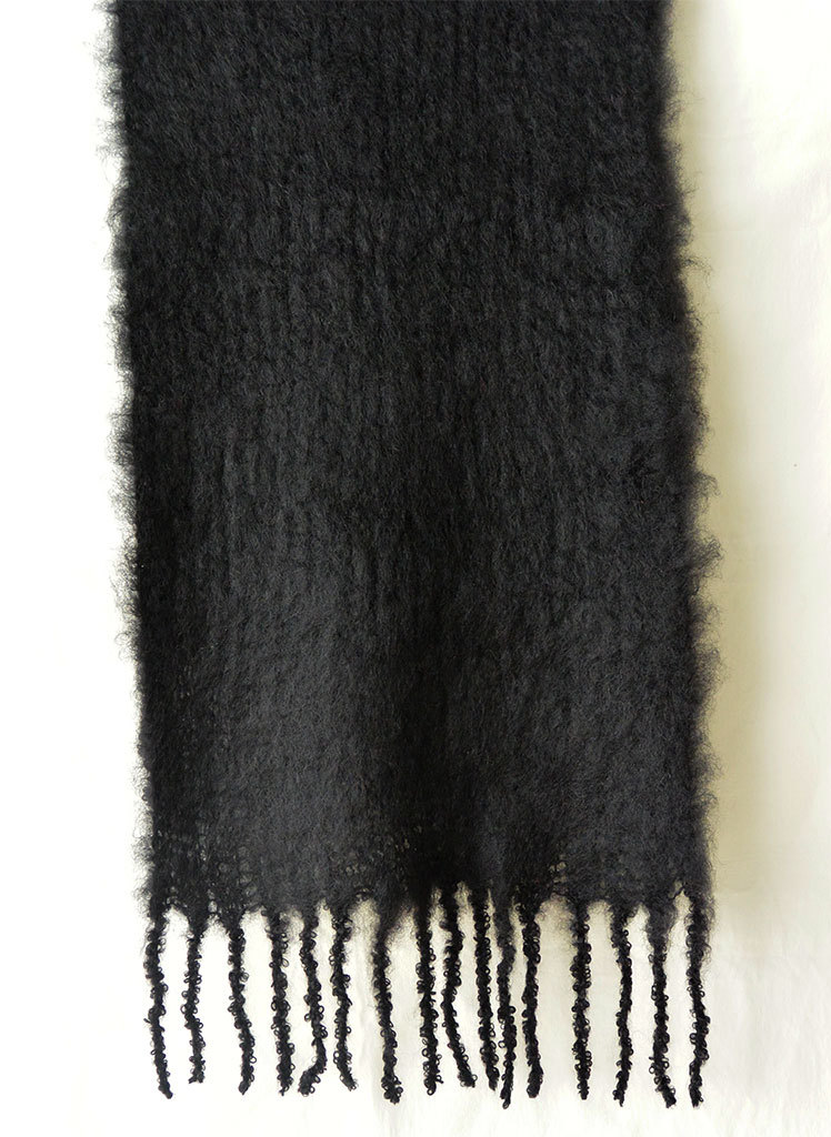 *[ new goods / prompt decision ]LA MOHAIR /lamo hair * stole / south Africa / Anne gola goat / top class Kid mo hair / approximately 35x160cm/ black (AS-9A)