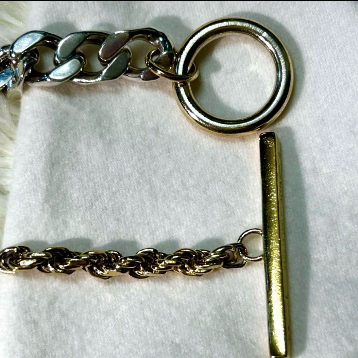 ボッテガヴェネタ シルバー ゴールド コンビ Tバー ブレスレット ボッテガヴェネタ シルバー ゴールド コンビ Tバー ブレスレット