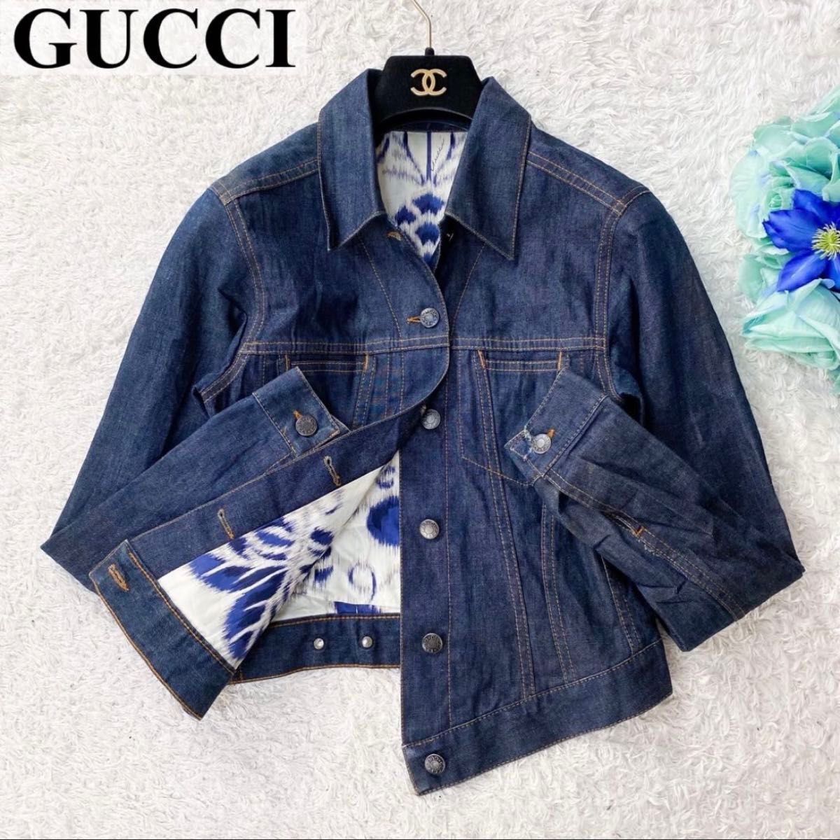 GUCCI グッチ デニムジャケット ジャケット Gジャンデニム 花柄 GUCCI グッチ デニムジャケット ジャケット Gジャンデニム 花柄