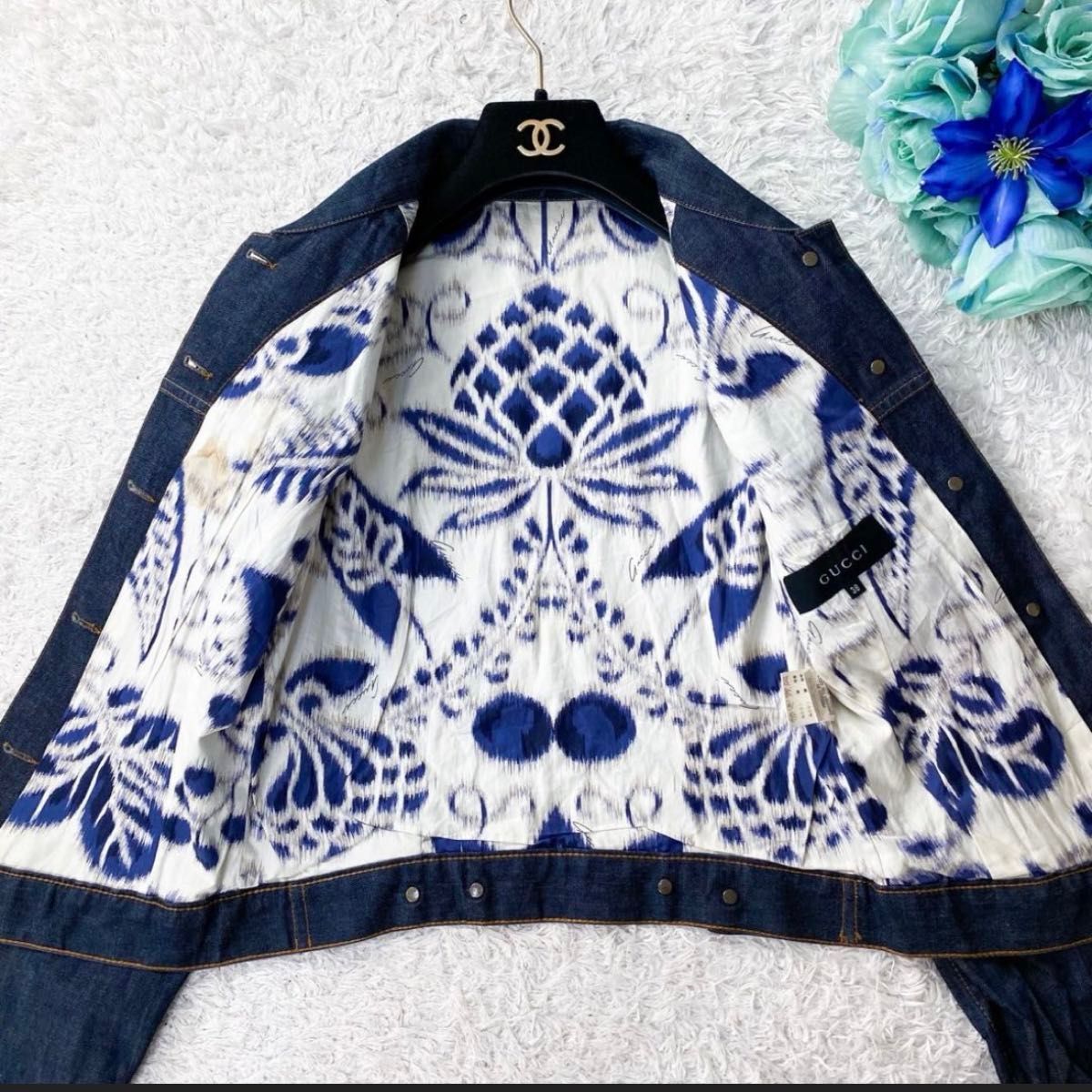 GUCCI グッチ デニムジャケット ジャケット Gジャンデニム 花柄 GUCCI グッチ デニムジャケット ジャケット Gジャンデニム 花柄