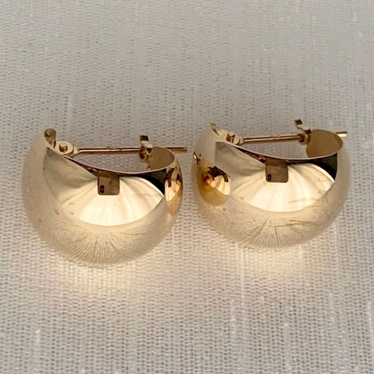 地金 18金【10×13mm 月甲フープピアス】Yゴールド K18刻印入 地金 18金【10×13mm 月甲フープピアス】Yゴールド K18刻印入