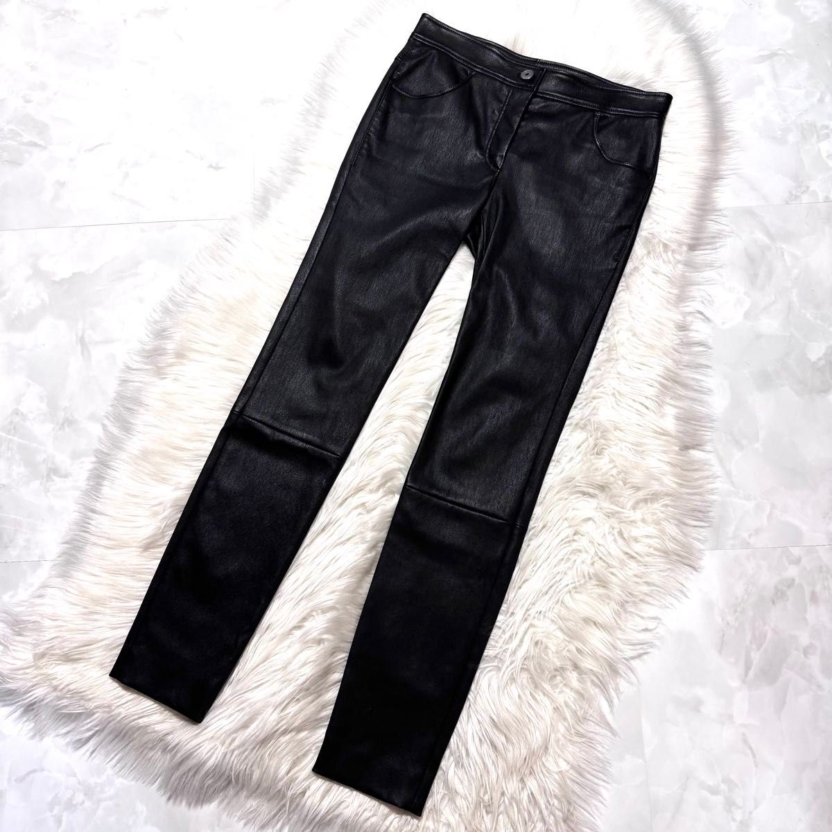 本物 極美品 ブルネロクチネリ ストレッチ レザーパンツ 黒 40 本物 極美品 ブルネロクチネリ ストレッチ レザーパンツ 黒 40
