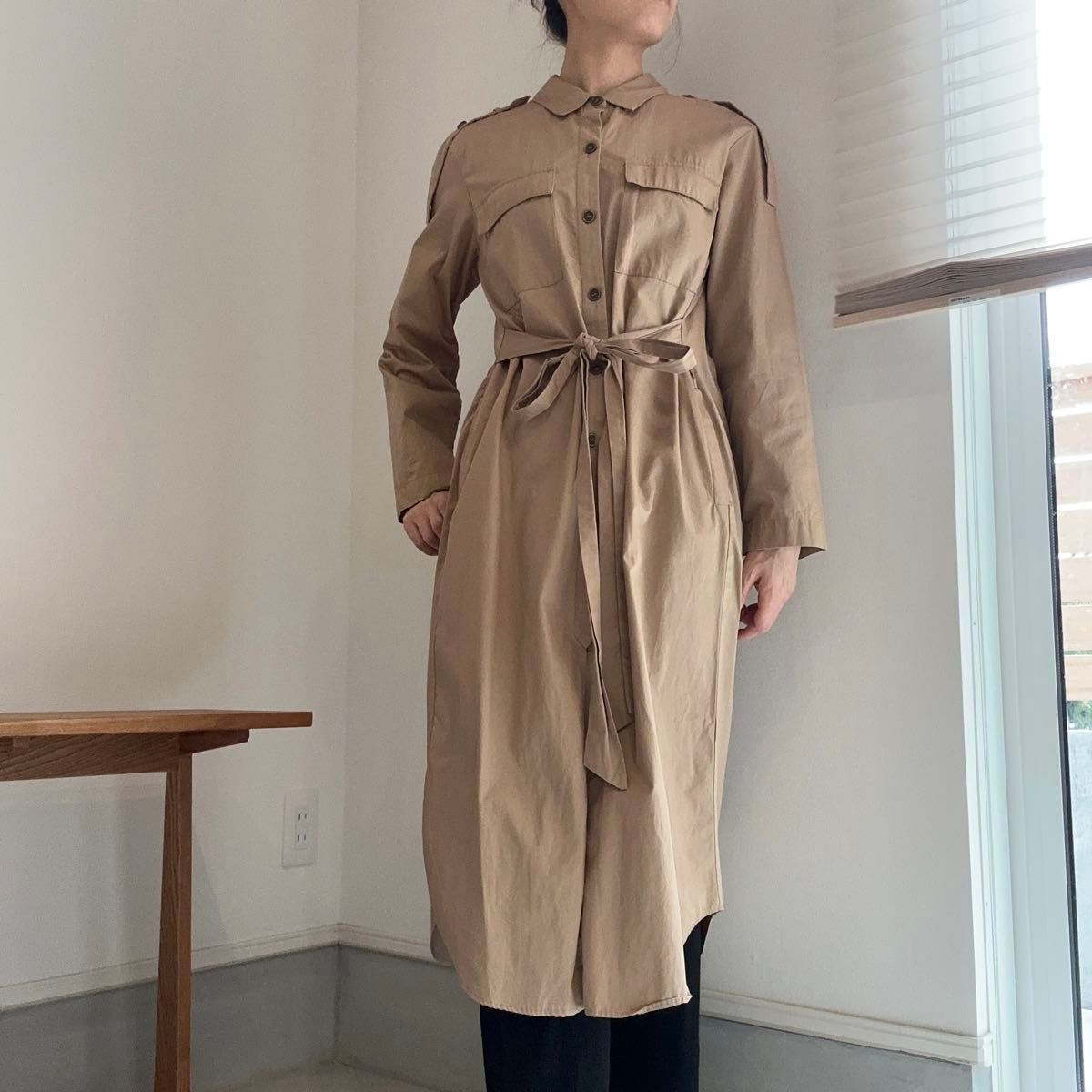 ☆ドイツ発*ZARA*新作*ユーティリティーシャツワンピ/BEIGE☆ ZARA ザラ シャツワンピース ベージュ ロング シャツ レディース