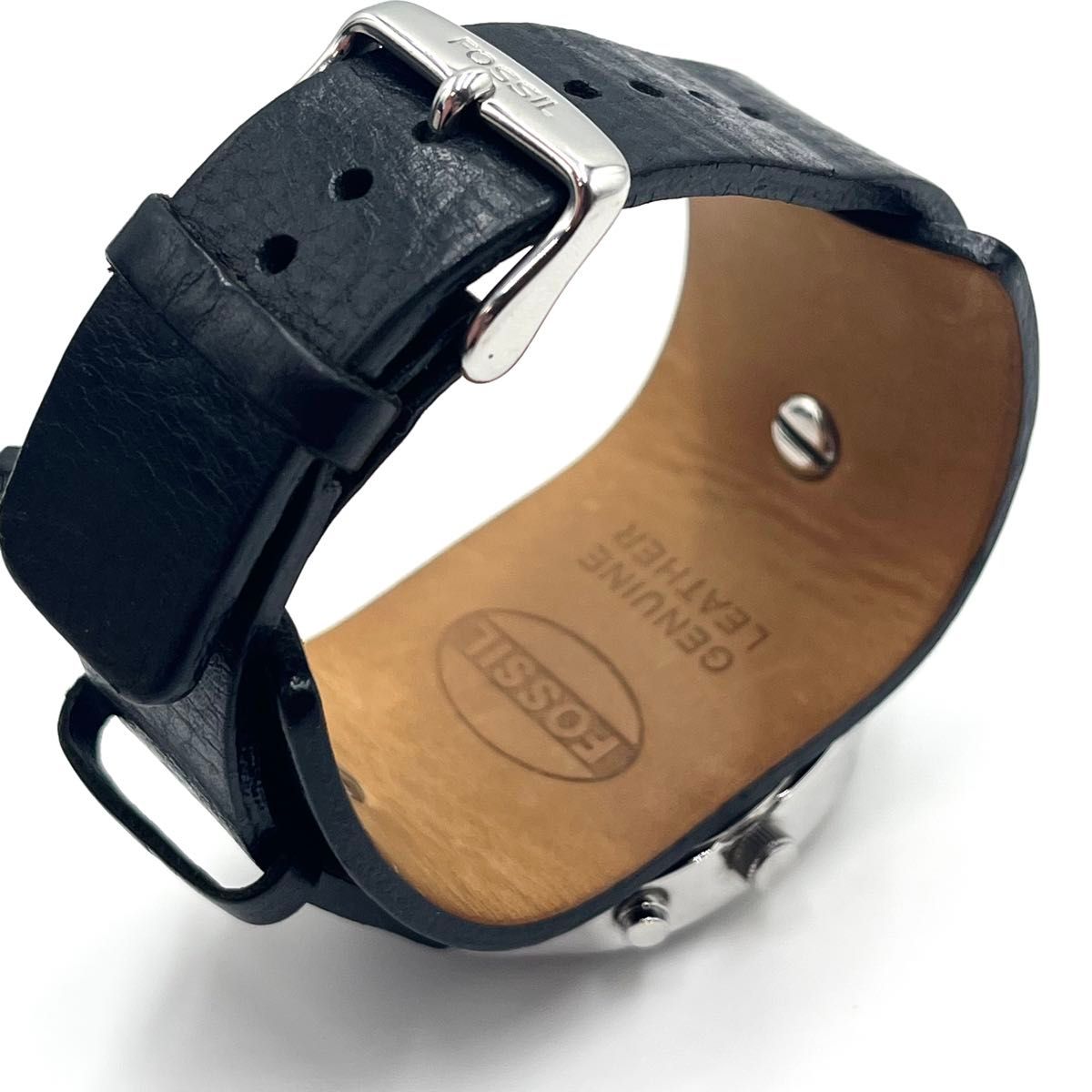 美品 FOSSIL BIGTIC レザーベルト￼￼￼ 日本限定 復刻版 新品電池交換済み!】FOSSIL☆腕時計 BIGTIC アナデジ レザーベルト