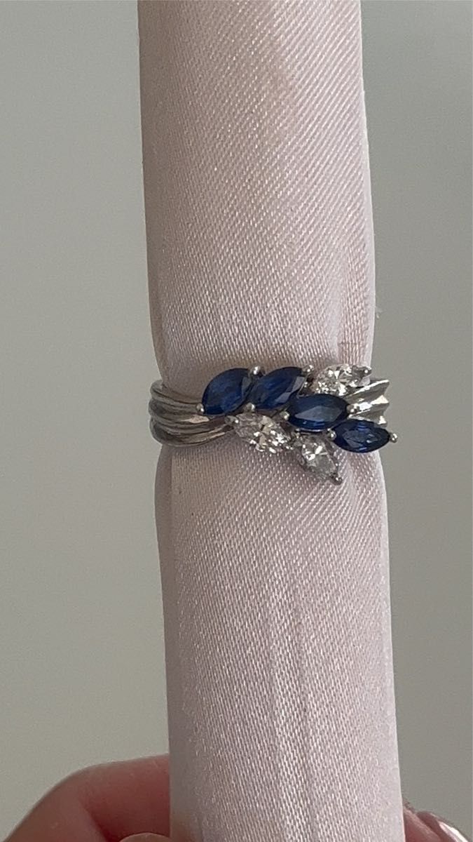 プラチナ マーキーズカットダイヤ×サファイア1.02ct デザインリング!!