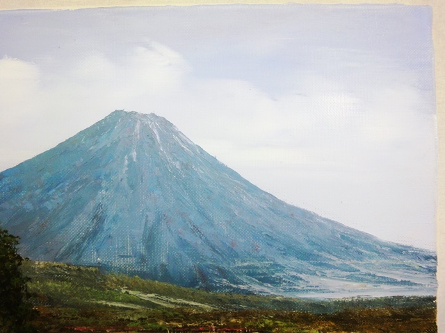 送料無料！小川久雄　油絵「秋の羊蹄山」 F6号　額58×49cm　自然、風景画/絵画/キャンパス/肉筆/油彩/美術品　札幌　引き取り歓迎　中古品_画像8