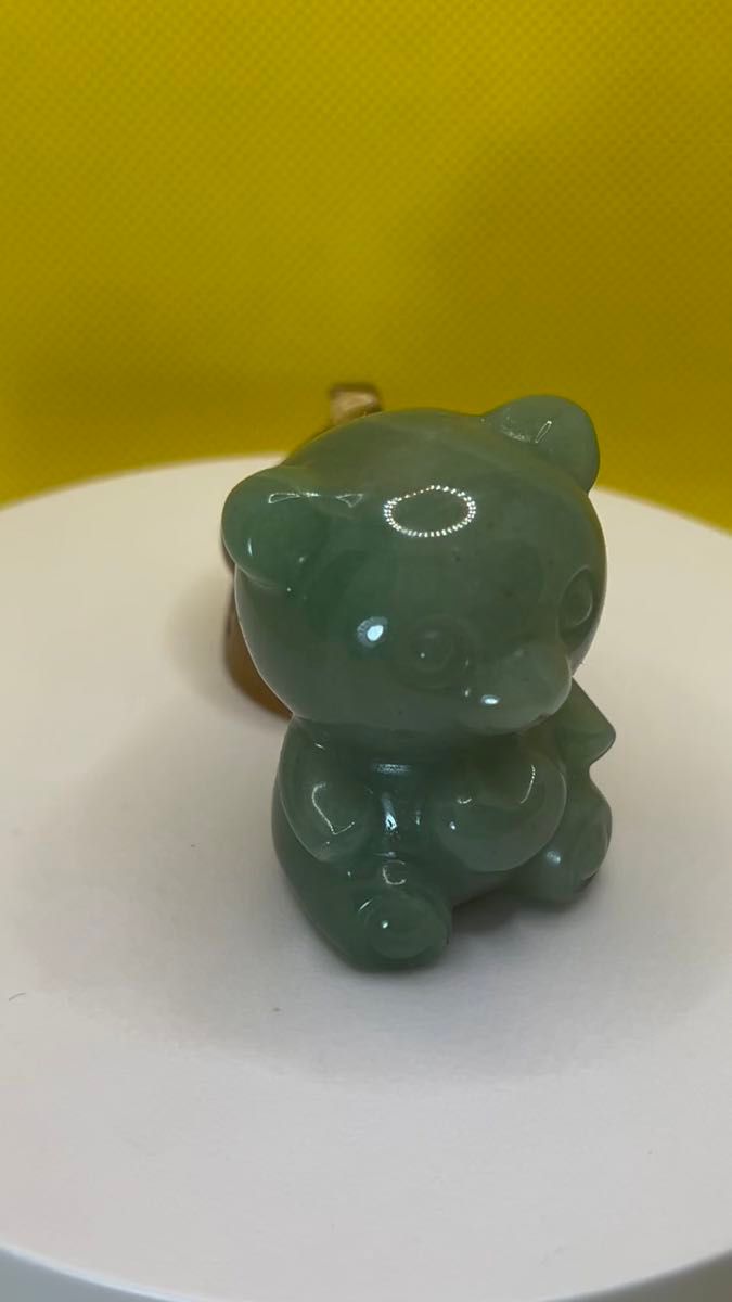 【天然石】【砂金水晶】☆*:.クマさんカービング☆.。.:*☆おまけきのこハウス