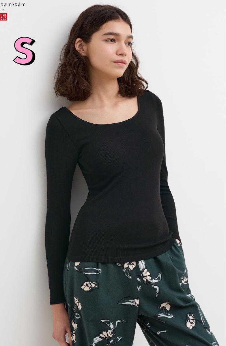 ユニクロ UNIQLO 極暖ヒートテックリブバレエネックブラT S ユニクロ UNIQLO 極暖ヒートテックリブバレエネックブラT S