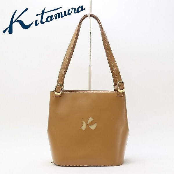◆KID'S BY KITAMURA キッズ バイ キタムラ レザー 肩掛け ショルダー ハンド バッグ キャメル