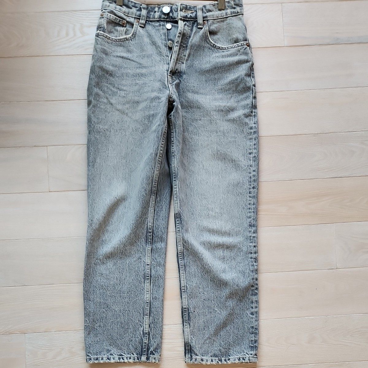 ZARA 26インチ ワイド ストレート ジーンズ デニム ブラック ZARA 26インチ ワイド ストレート ジーンズ デニム ブラック