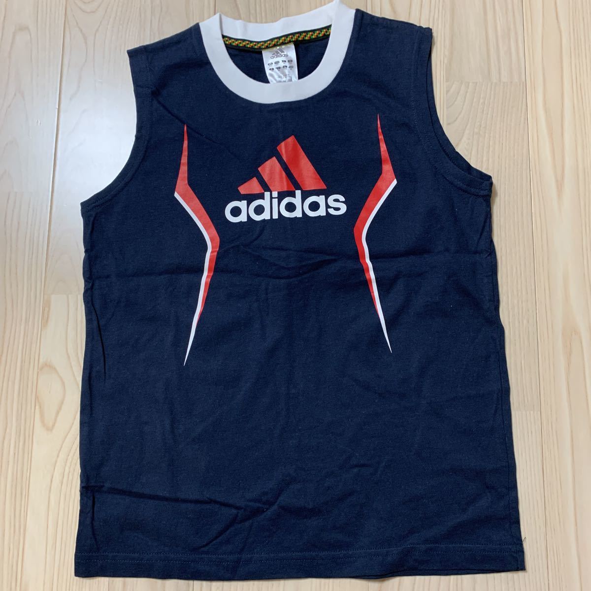 新品★アディダスadidas■タンクトップ★130◆紺×白♪_画像1