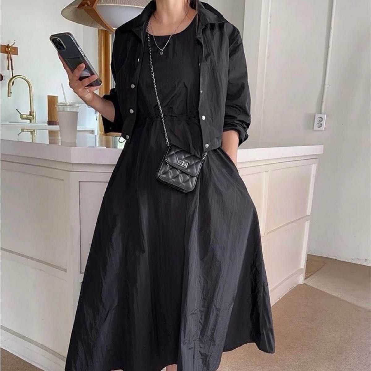 ノースリーブ ロングワンピース ショート丈 ジャケット ノースリーブ ロングワンピース ショート丈 ジャケット