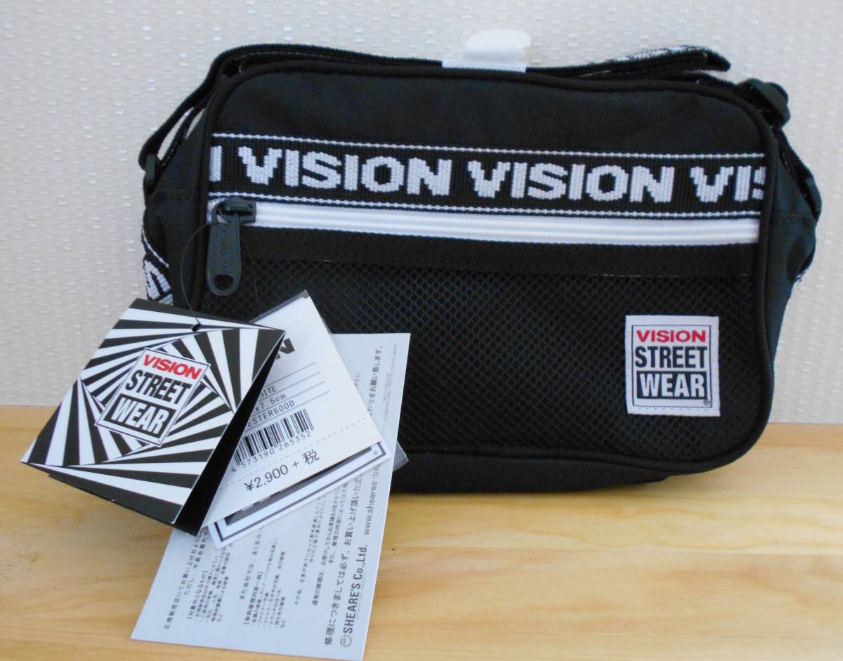 [ new goods ]VISION STREET WEAR shoulder bag horizontal black × white unisex pouch 