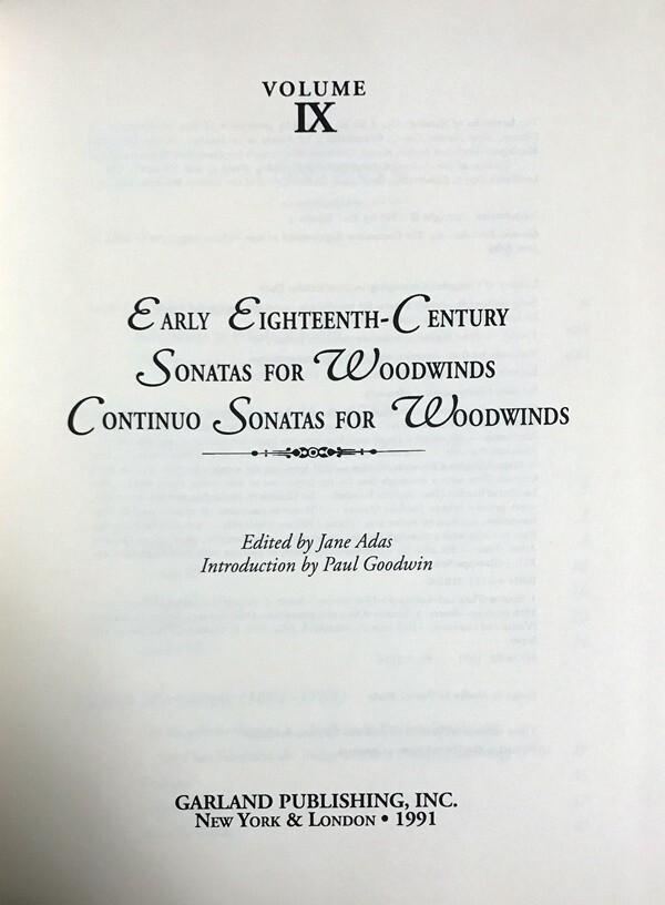 校訂/編曲:Jane Adas/Paul Goodwin Early 18th-Century Sonatas 校訂/編曲:Jane Adas/Paul Goodwin Early 18th-Century Sonatas