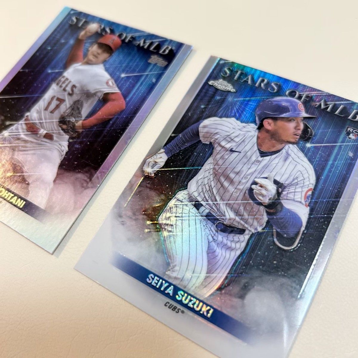 美品】大谷翔平 鈴木誠也 STARS OF MLB カード レア品 キラ 美品】大谷翔平 鈴木誠也 STARS OF MLB カード レア品 キラ