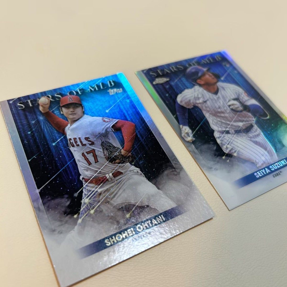 美品】大谷翔平 鈴木誠也 STARS OF MLB カード レア品 キラ 美品】大谷翔平 鈴木誠也 STARS OF MLB カード レア品 キラ