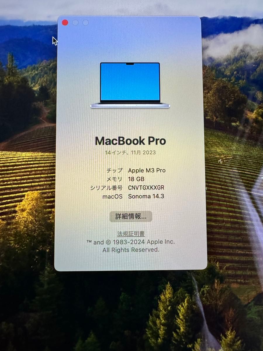 超美品】MacBook Pro M3 Pro チップ 14インチ 512GB シルバー 超美品】MacBook Pro M3 Pro チップ 14インチ 512GB シルバー