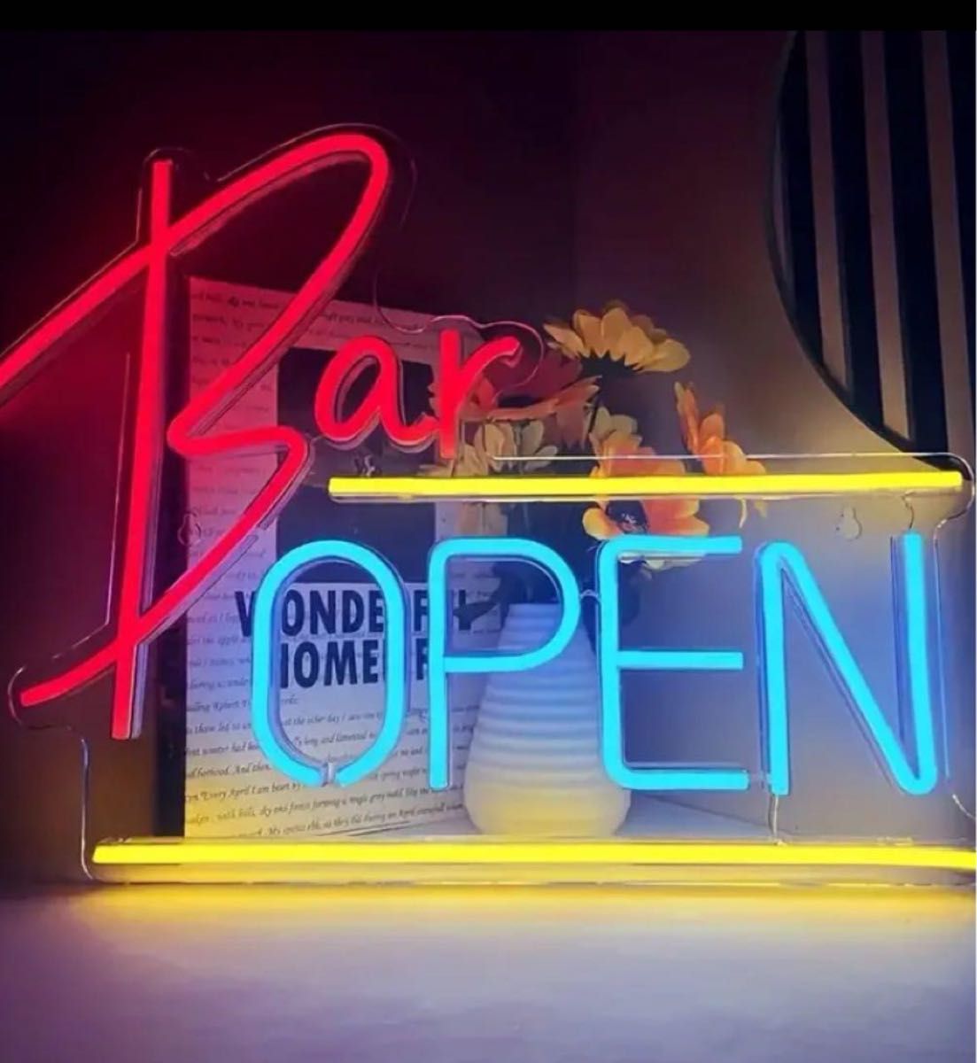 ネオンサインUSB電源 LEDライト 「Bar OPEN 」30cm×40cm アメリカン雑貨