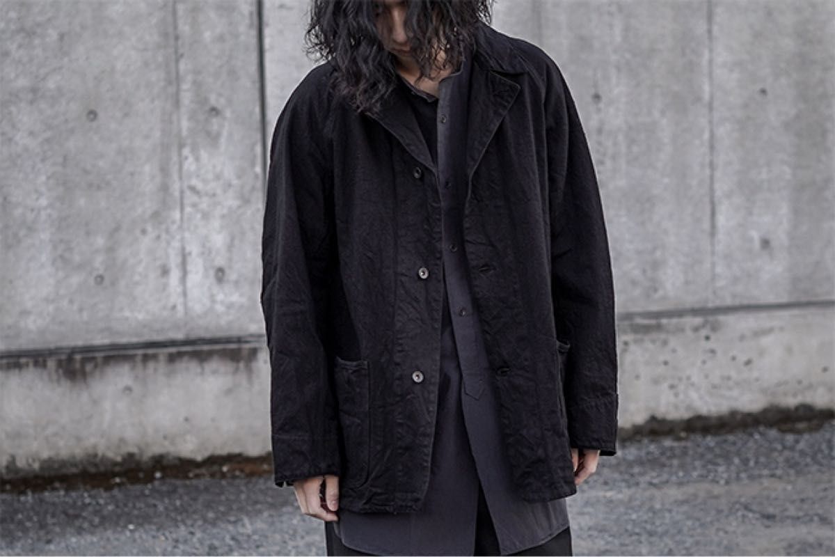 美品 コモリ デニムワークジャケット22ss サイズ3 ブラック 美品 コモリ デニムワークジャケット22ss サイズ3 ブラック