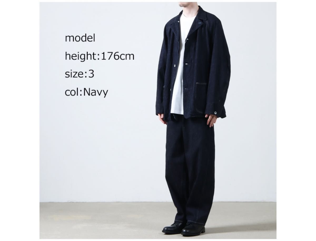 美品 コモリ デニムワークジャケット22ss サイズ3 ブラック 美品 コモリ デニムワークジャケット22ss サイズ3 ブラック