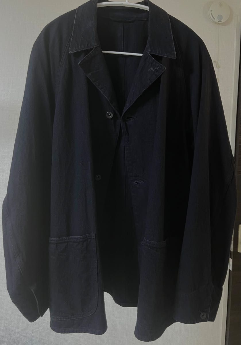 美品 コモリ デニムワークジャケット22ss サイズ3 ブラック 美品 コモリ デニムワークジャケット22ss サイズ3 ブラック