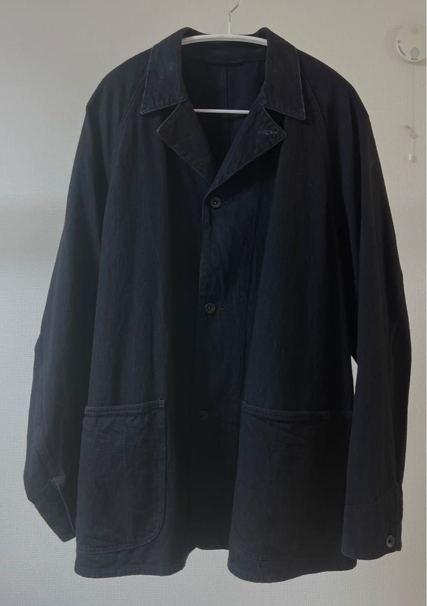 美品 コモリ デニムワークジャケット22ss サイズ3 ブラック 美品 コモリ デニムワークジャケット22ss サイズ3 ブラック