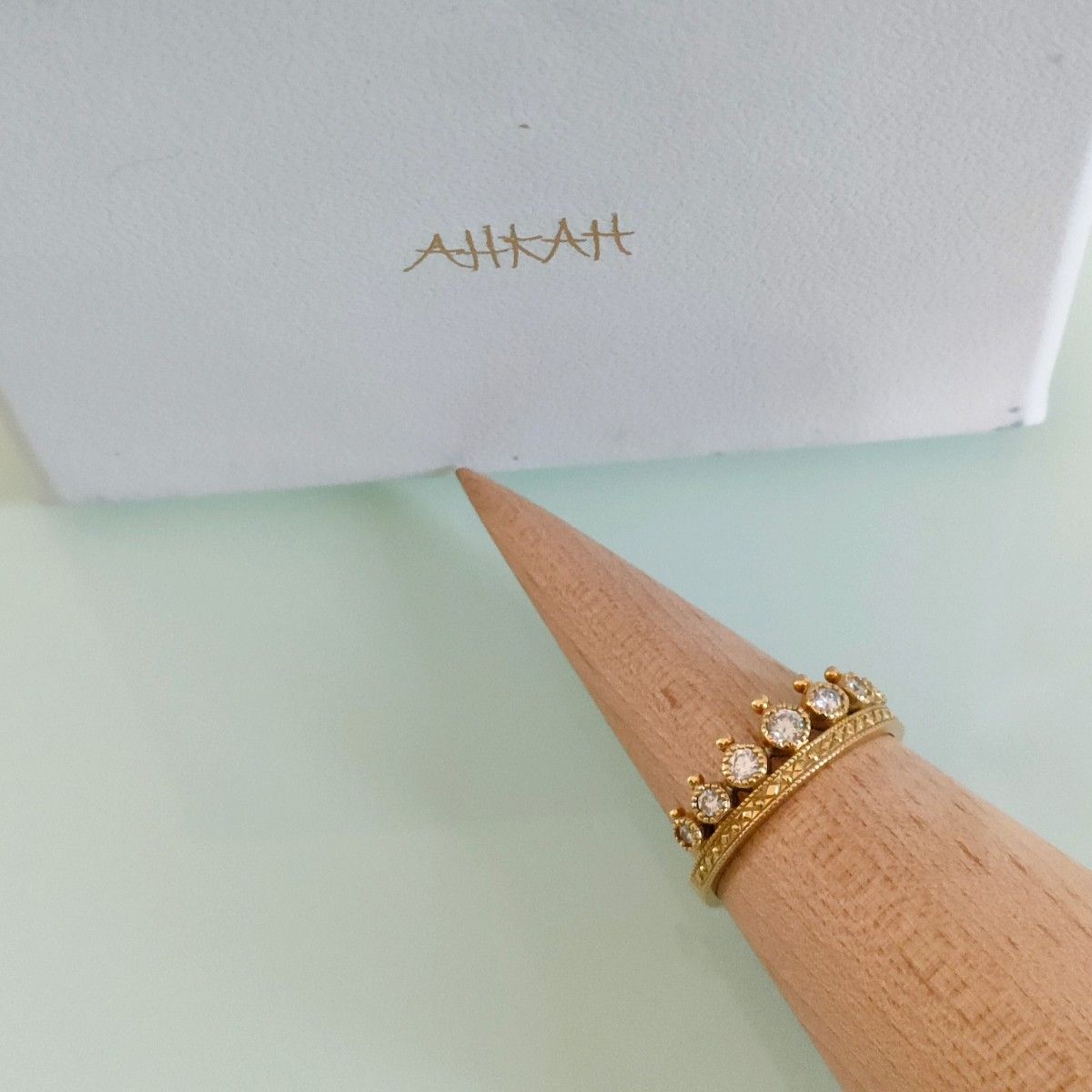 AHKAH K18 YG ダイヤモンド 0 2ct ロイヤルティアラ リング 10号 AHKAH K18 YG ダイヤモンド 0 2ct ロイヤルティアラ リング 10号