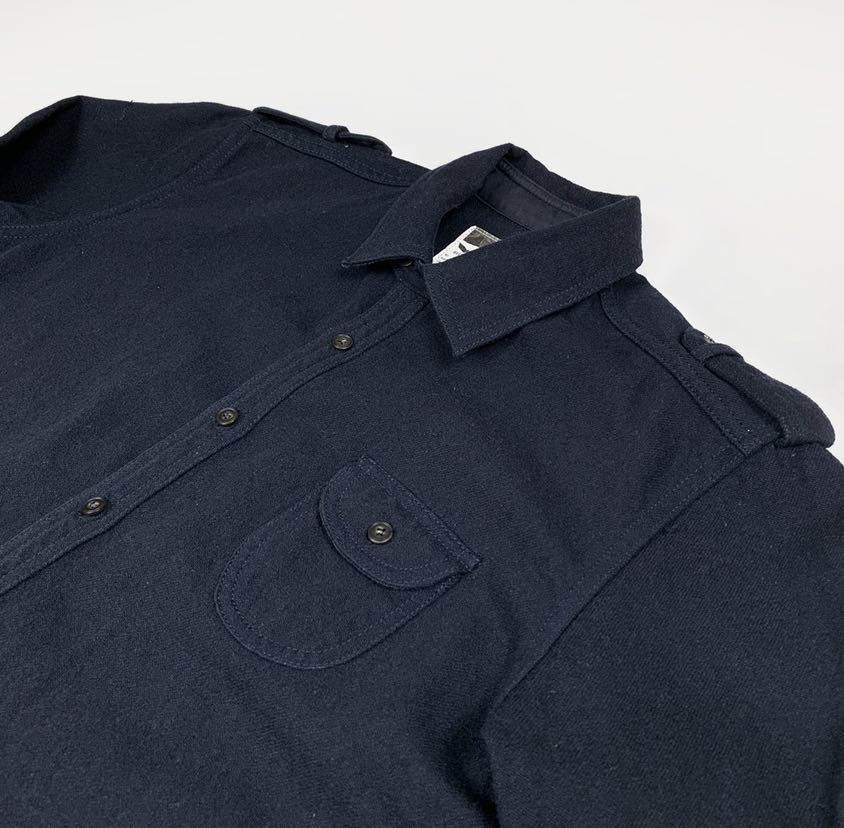 日本製 BEDWIN ベドウィン 長袖シャツ ワークシャツ ミリタリージャケット ウール size M 初期 オールド ダークネイビー