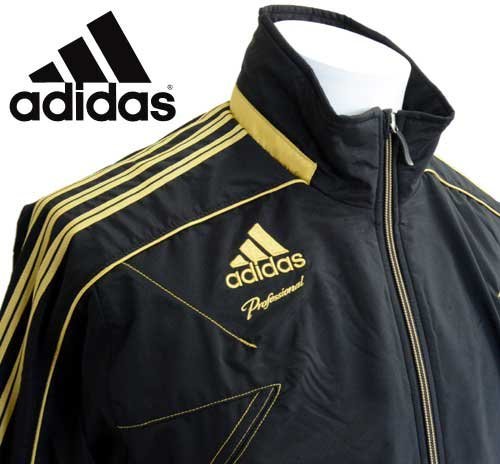 新品 アディダス プロフェッショナル adidas Professional クロスジャージトップス Sサイズ ジャケット ジャージ 黒金 ロゴ トレーニング_画像1