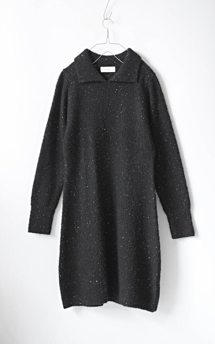 23AW美品 SLOBE IENA:スパンコールニットミニワンピース/ハンドウォッシュ/スローブ イエナ