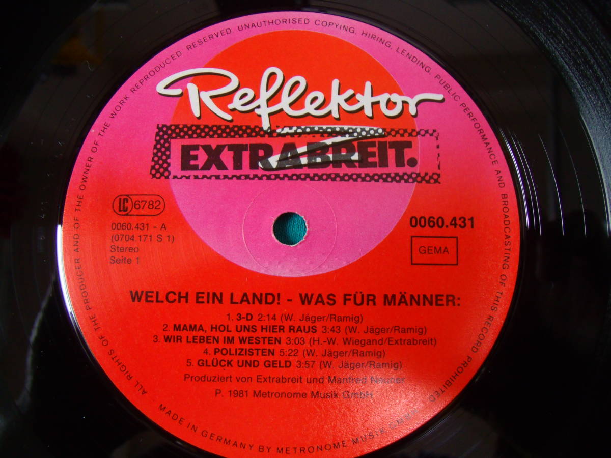 LP●Extrabreit / Welch Ein Land Was Fur Manner GEMA盤 Reflektor Z0060.431　 3Dメガネ欠落 ジャーマン・ニューウェイヴ_画像3