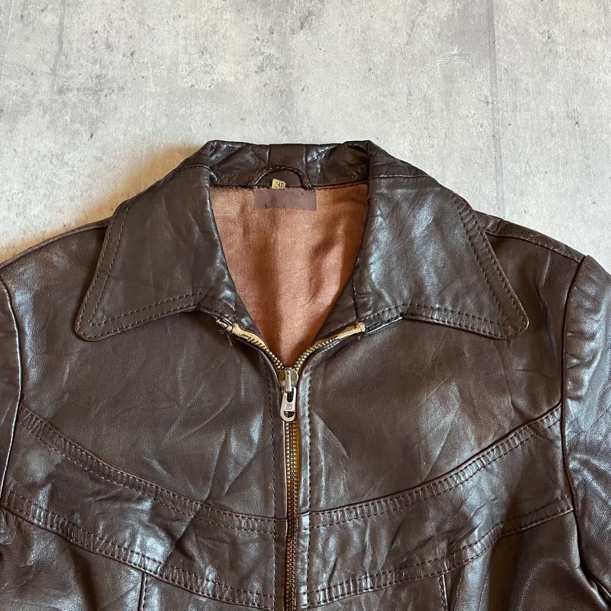 70s vintage】レザージャケット 本革 デカ襟 ヒッピー 古着 70s vintage】レザージャケット 本革 デカ襟 ヒッピー 古着