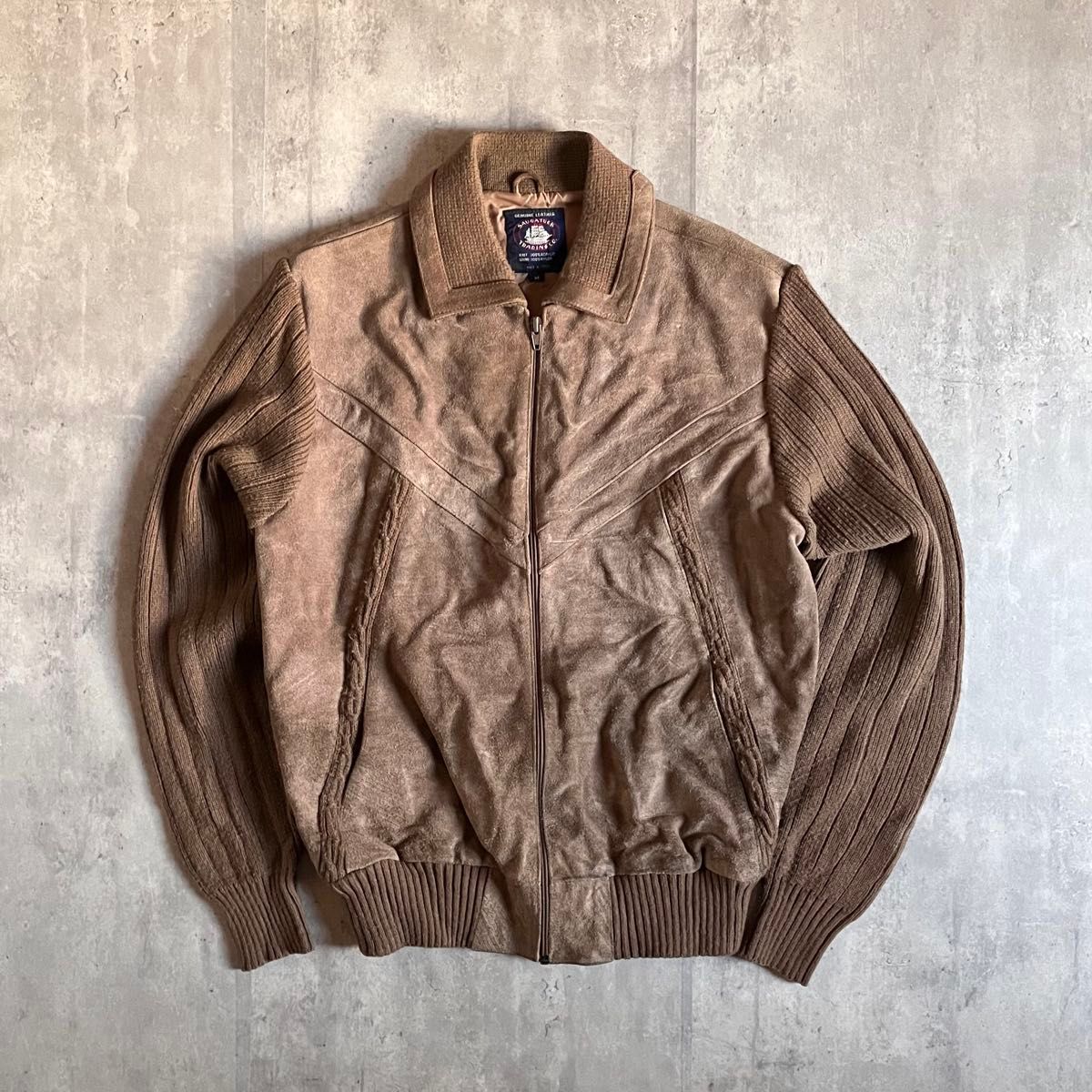 古着 80s 90s vintage 異素材切替 本革 レザー ニットジャケット 古着 80s 90s vintage 異素材切替 本革 レザー ニットジャケット
