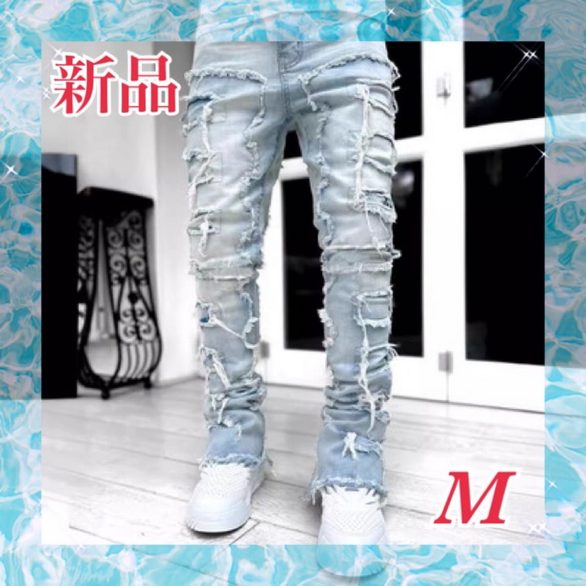 新品】クラッシュデニム US UKドリル スキニーパンツ AMIRI y2k 新品】クラッシュデニム US UKドリル スキニーパンツ AMIRI y2k