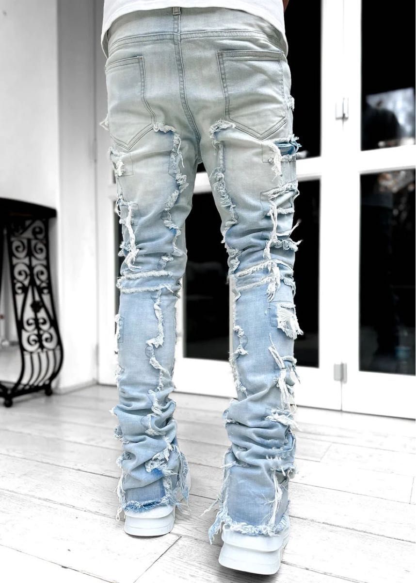 新品】クラッシュデニム US UKドリル スキニーパンツ AMIRI y2k 新品】クラッシュデニム US UKドリル スキニーパンツ AMIRI y2k